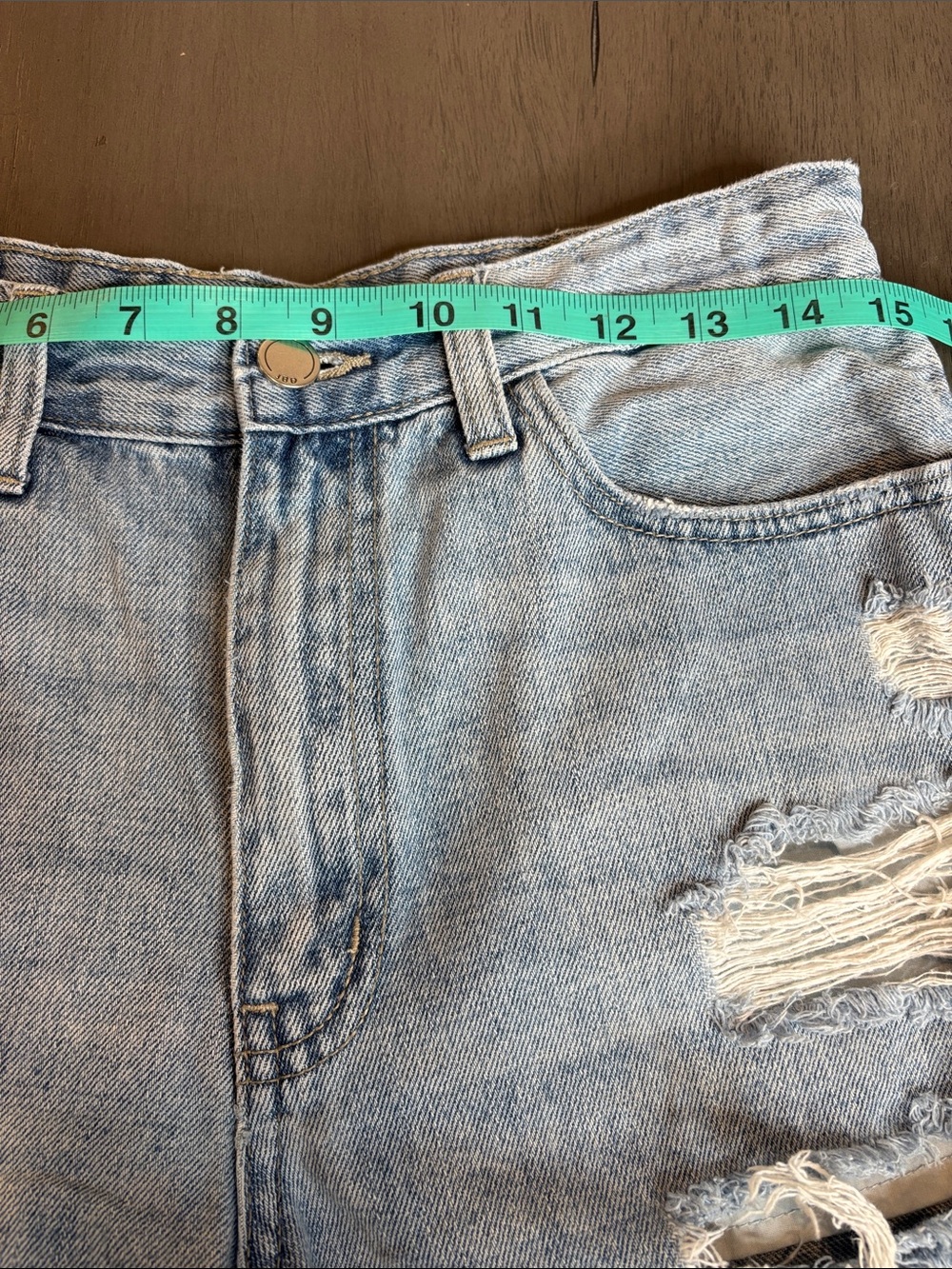 💙 JBD Light Blue Distressed Denim Shorts Women’s Large Stretch 10" Rise💙 - Picture 9 of 10
